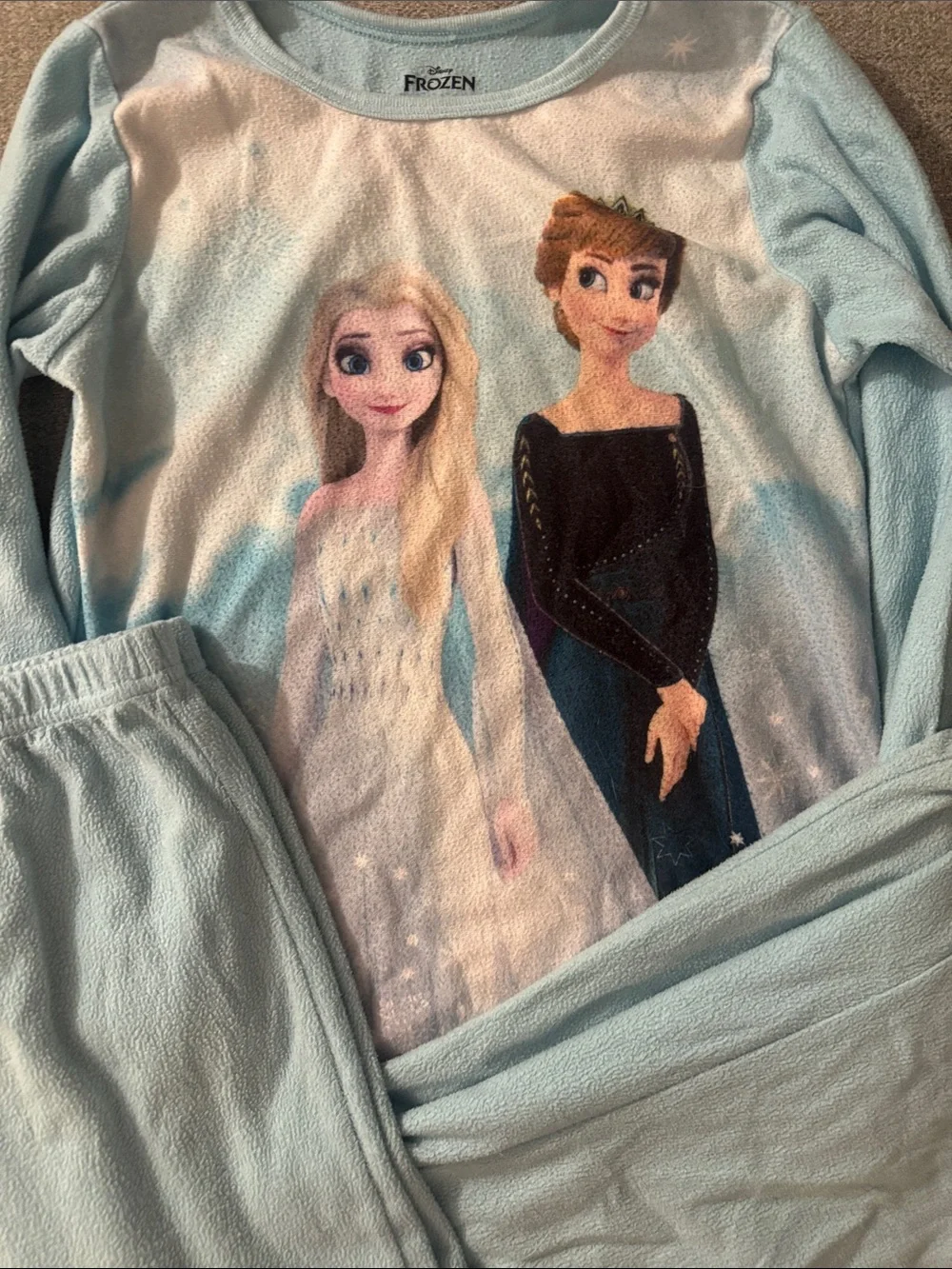 5/$15- Disney Light Blue Frozen Elsa & Anna Fleece Pajamas
